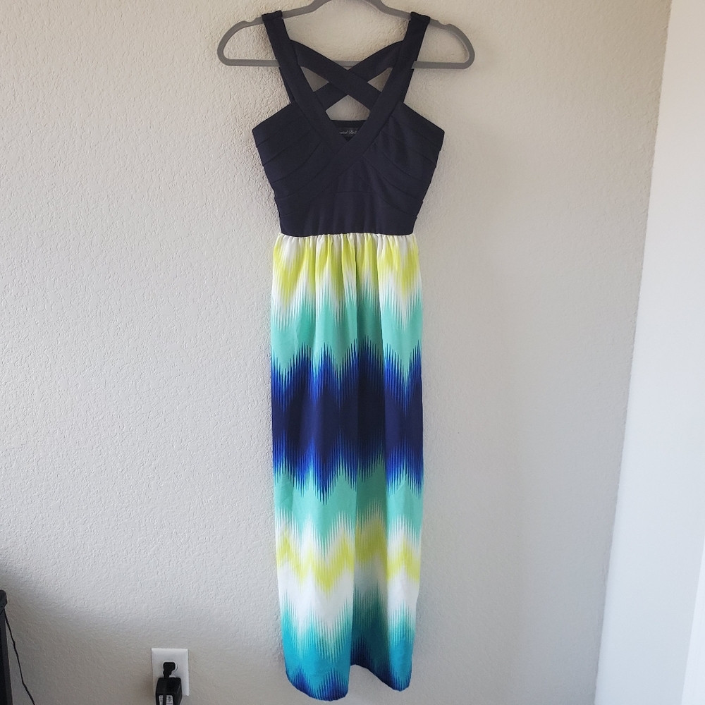 Crystal Doll tie dye chevron print maxi dress